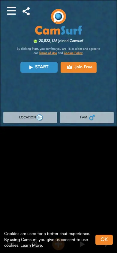 Camsurf landing page on a phone, as captured on 2026-09-06