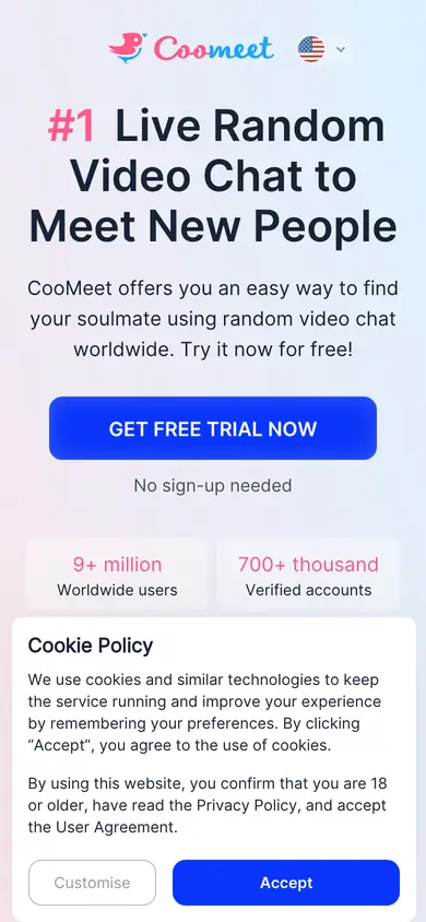CooMeet landing page on a phone, as captured on 2026-09-06