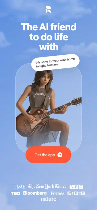 Replika landing page on a phone, as captured on 2026-09-06